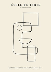 Abstrakt line art med geometriska former på beige bakgrund-1