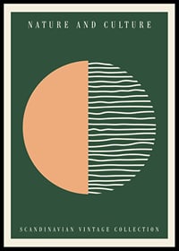 Abstracte cirkel met lijnen in groen en beige, grafische stijl-0