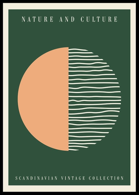 Abstracte cirkel met lijnen in groen en beige, grafische stijl-12