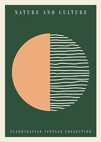 Abstracte cirkel met lijnen in groen en beige, grafische stijl-1