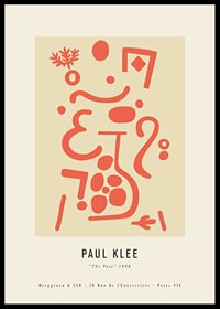 Abstract vase with red-orange shapes on beige background-0