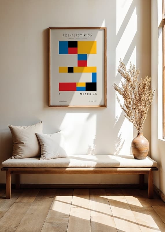 Campos de color abstractos en amarillo, azul, rojo y negro al estilo Mondrian-12