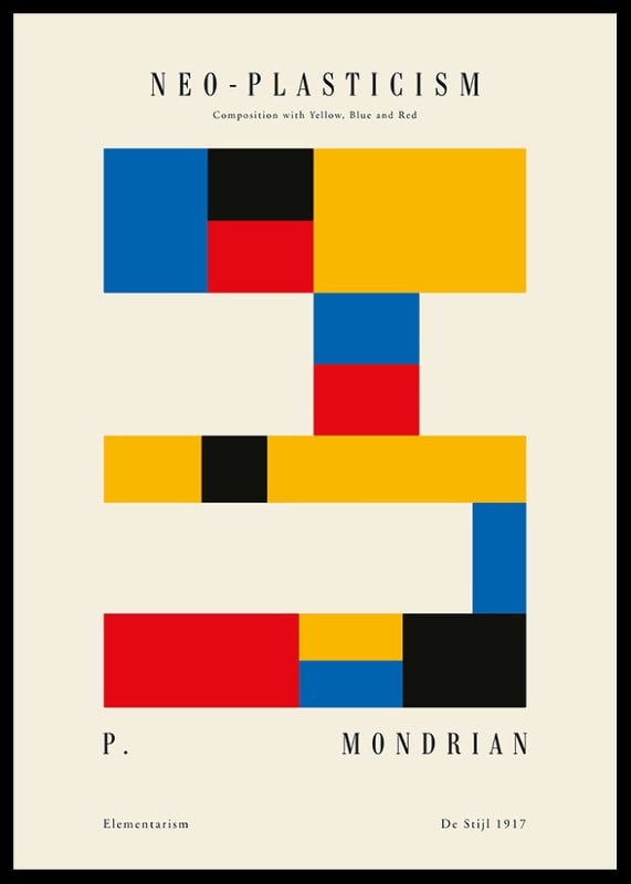 Campos de color abstractos en amarillo, azul, rojo y negro al estilo Mondrian-12