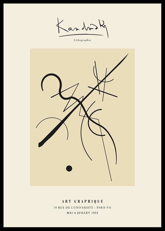 Abstract black lines on beige background by Kandinsky-12