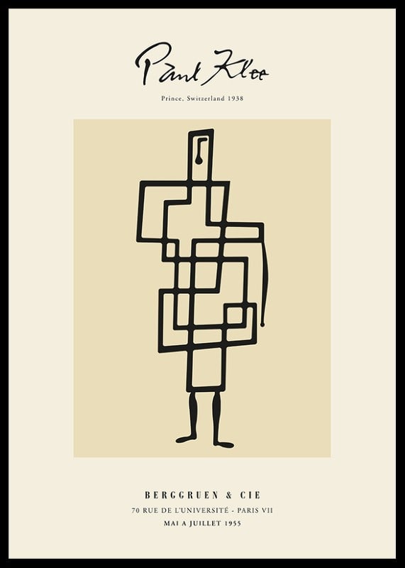Abstract figure with crown in black on beige background-12