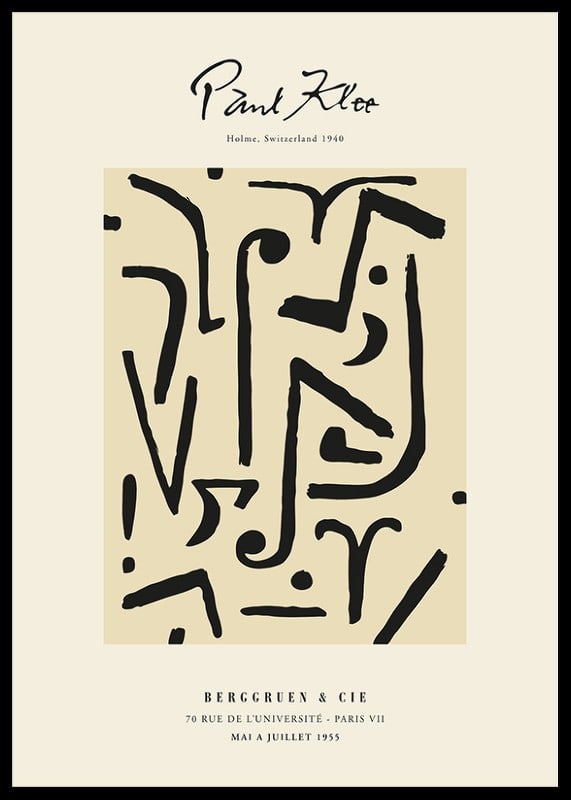 Abstract black lines on warm beige background-12