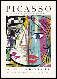 Visage abstrait aux formes géométriques colorées, style cubiste-0