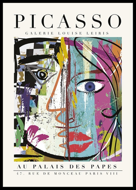 Visage abstrait aux formes géométriques colorées, style cubiste-12