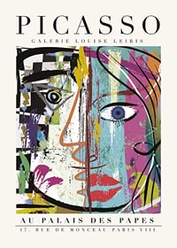 Visage abstrait aux formes géométriques colorées, style cubiste-1