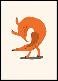 Illustrated fox doing a handstand on light background-6