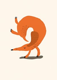 Illustrated fox doing a handstand on light background-7
