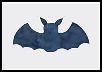 Watercolor illustration of dark blue bat on light background-6