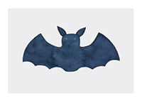 Watercolor illustration of dark blue bat on light background-1