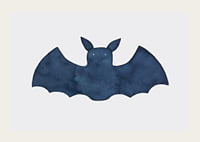 Watercolor illustration of dark blue bat on light background-3