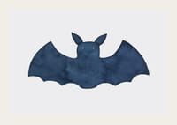 Watercolor illustration of dark blue bat on light background-3