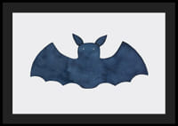 Watercolor illustration of dark blue bat on light background-4