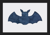 Watercolor illustration of dark blue bat on light background-5