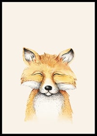 Illustrated fox with closed eyes against light beige background-6
