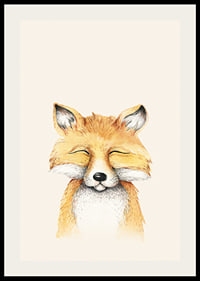 Illustrated fox with closed eyes against light beige background-2