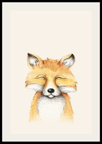 Geïllustreerde vos met gesloten ogen tegen een lichtbeige achtergrond-2