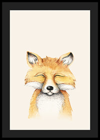 Illustrated fox with closed eyes against light beige background-4