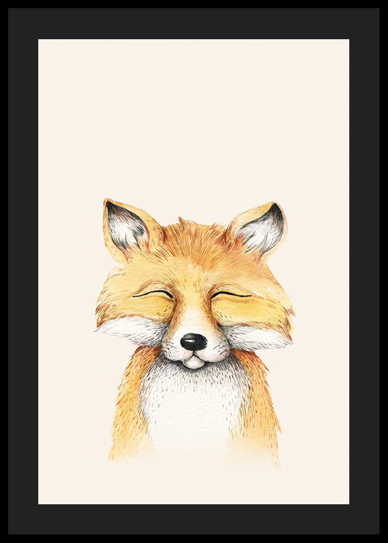 Geïllustreerde vos met gesloten ogen tegen een lichtbeige achtergrond-12