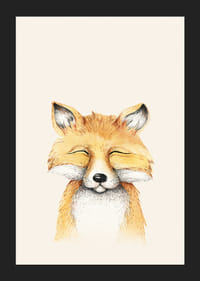 Geïllustreerde vos met gesloten ogen tegen een lichtbeige achtergrond-5