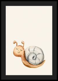 Geïllustreerde slak met grijs schelpje op lichtbeige achtergrond-4