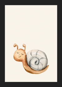 Geïllustreerde slak met grijs schelpje op lichtbeige achtergrond-5