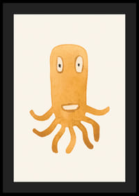 Waterverfillustratie van een oranje octopusmonster op een lichte achtergrond-4
