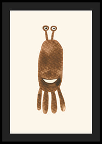 Brown illustrated monster with big eyes on light background-4
