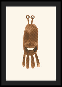 Hnedá ilustrovaná príšera s veľkými očami na svetlom pozadí-4