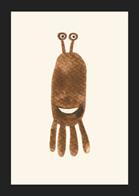 Brown illustrated monster with big eyes on light background-5