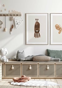 Brown illustrated monster with big eyes on light background-8