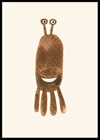 Brown illustrated monster with big eyes on light background-6