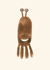 Brown illustrated monster with big eyes on light background-7