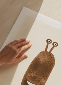 Brown illustrated monster with big eyes on light background-9