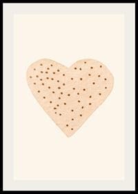 Illustrated heart with brown dots on beige background-2