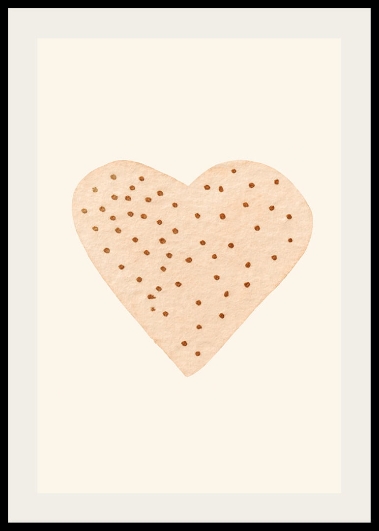 Illustrated heart with brown dots on beige background-12