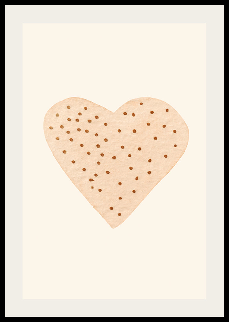 Illustrerat hjärta med bruna prickar på beige bakgrund-12
