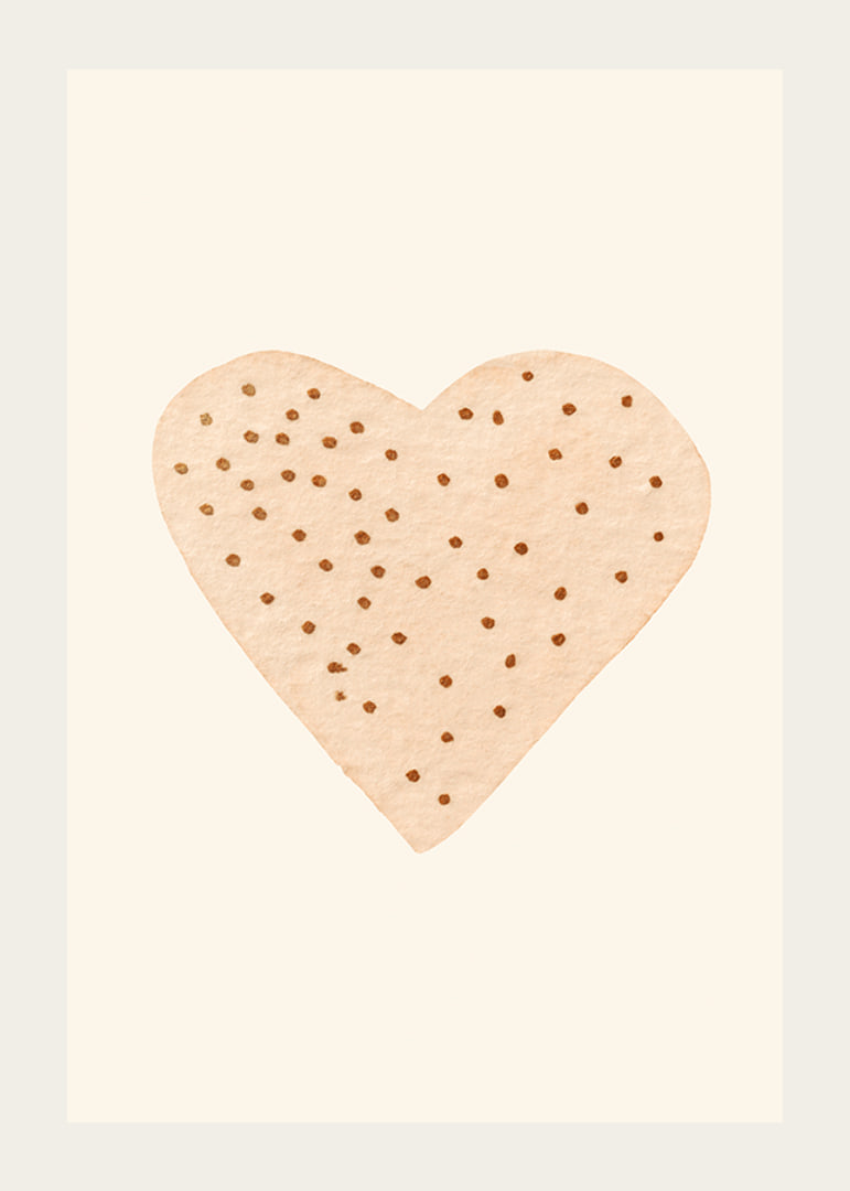 Illustrated heart with brown dots on beige background-12