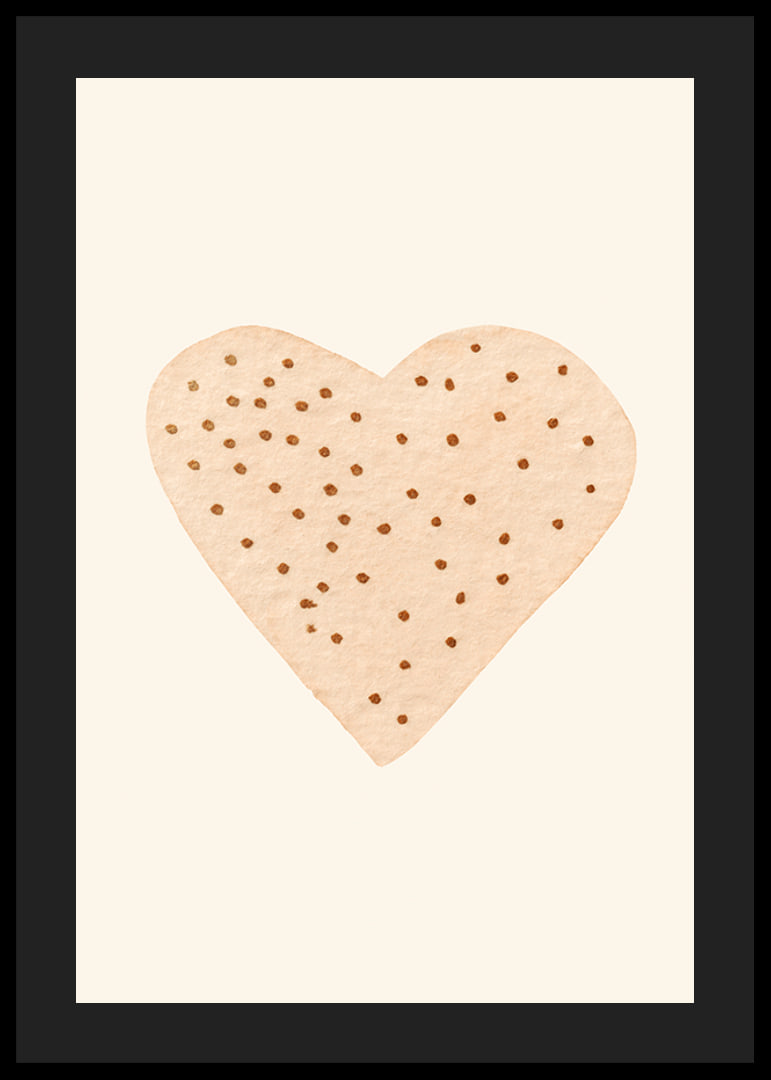 Illustrated heart with brown dots on beige background-12