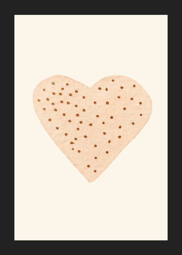 Illustrated heart with brown dots on beige background-12