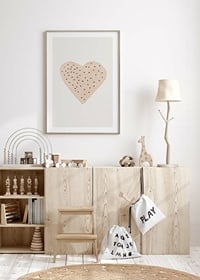 Illustrated heart with brown dots on beige background-8