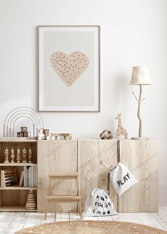 Illustrated heart with brown dots on beige background-12