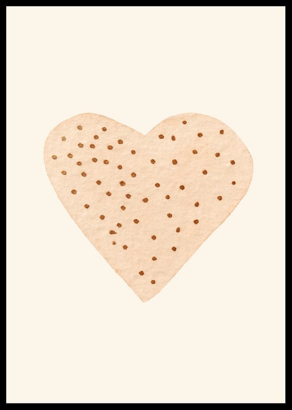 Illustrated heart with brown dots on beige background-12