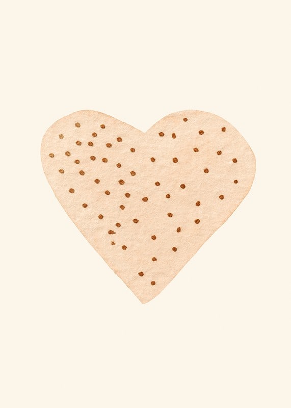 Illustrated heart with brown dots on beige background-12