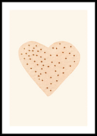 Illustrated heart with brown dots on beige background-0