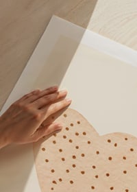 Illustrated heart with brown dots on beige background-9
