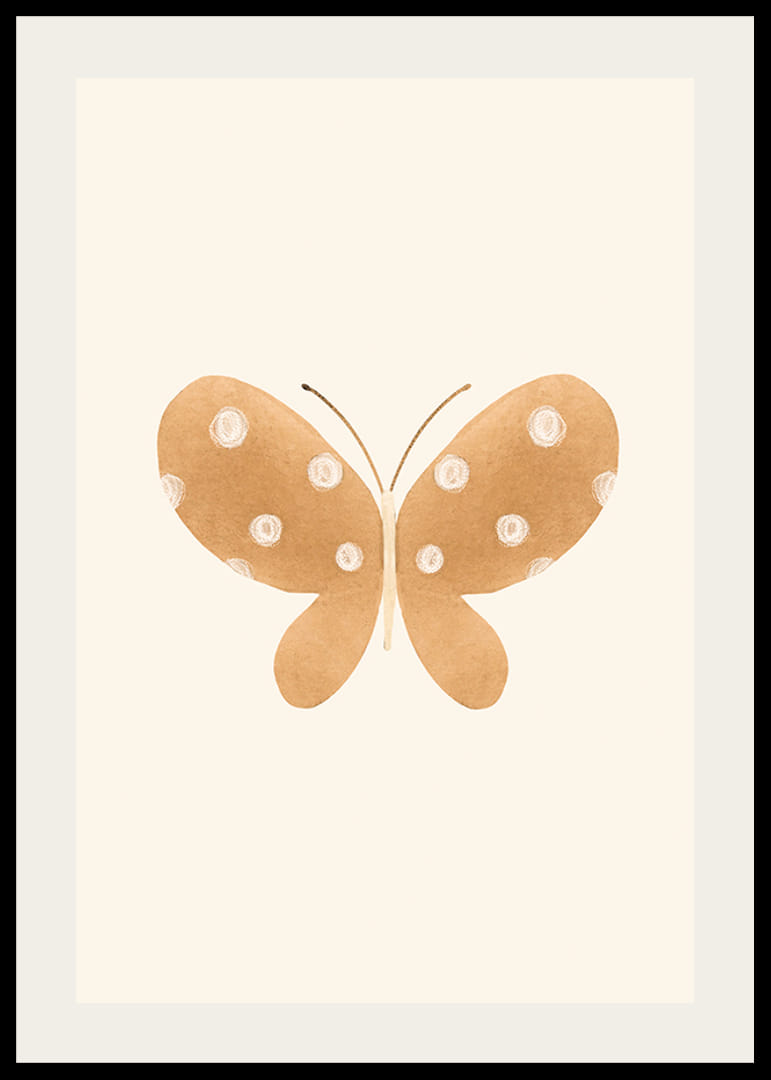 Borboleta marrom ilustrada com pontos brancos em fundo claro-12